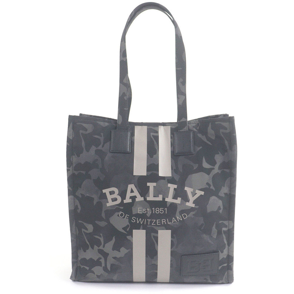 BALLY Crystalia Tote Bag with Leather Accents, Camouflage Pattern, Logo Print...